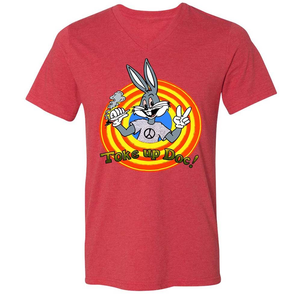 Unisex V-Neck T-Shirt - 3EPG2YFU - Heather Red - 6