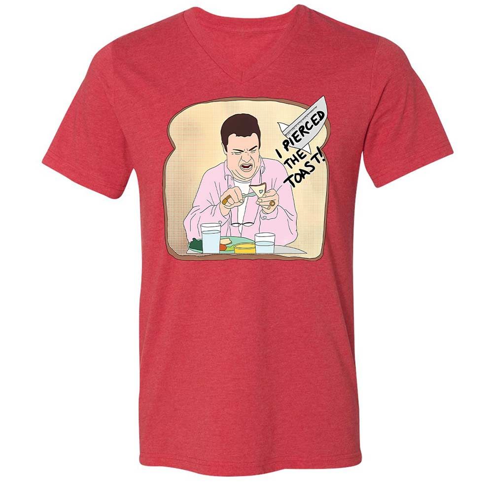Unisex V-Neck T-Shirt - BRLLBDFF - Heather Red - 6