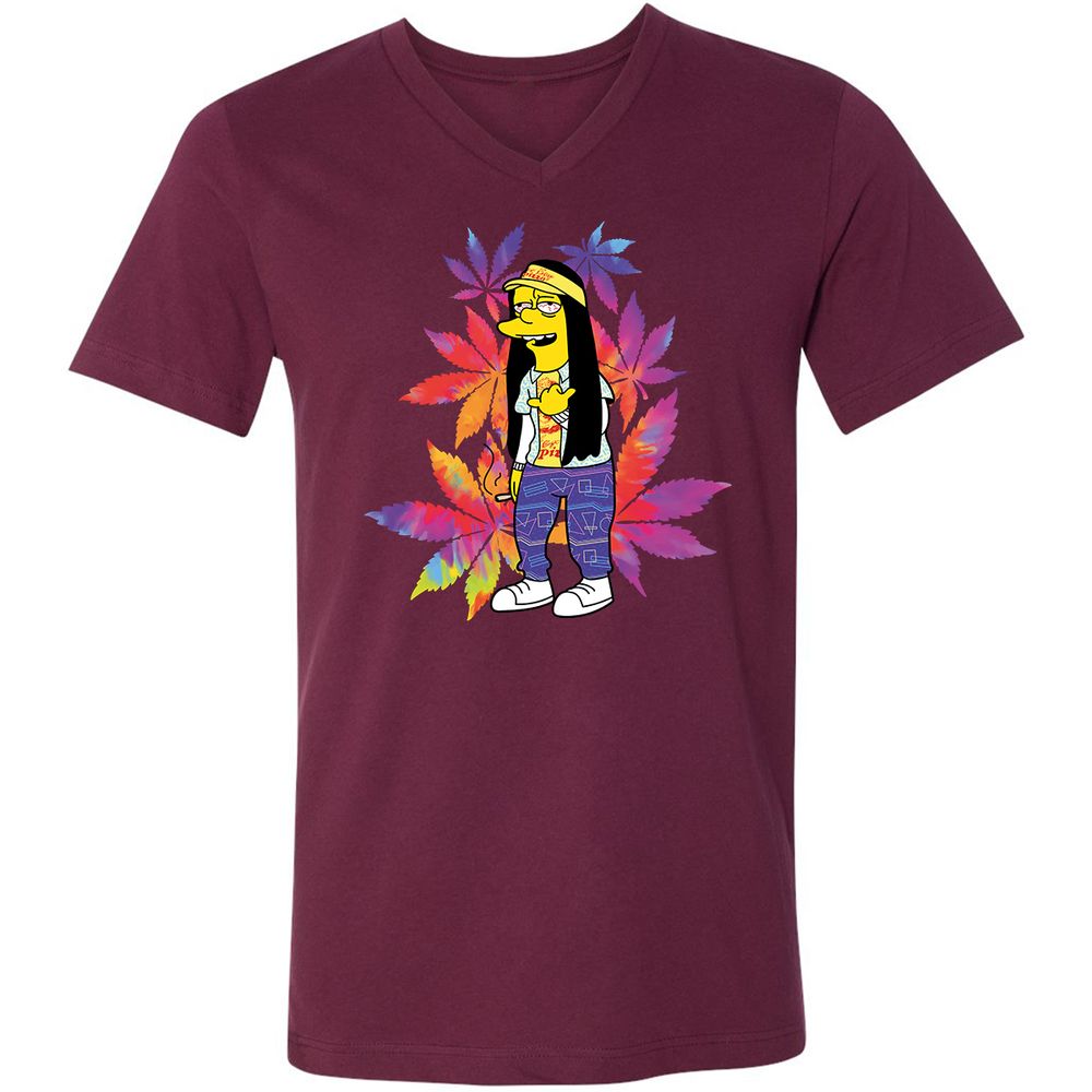 Unisex V-Neck T-Shirt - Z6S3TX8D - Maroon - 6