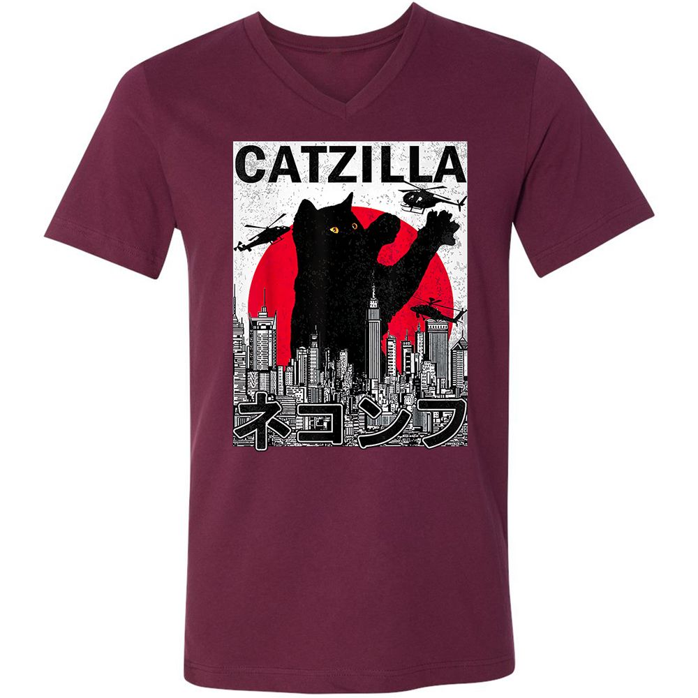 Unisex V-Neck T-Shirt - Q99Q2HJ6 - Maroon - 6