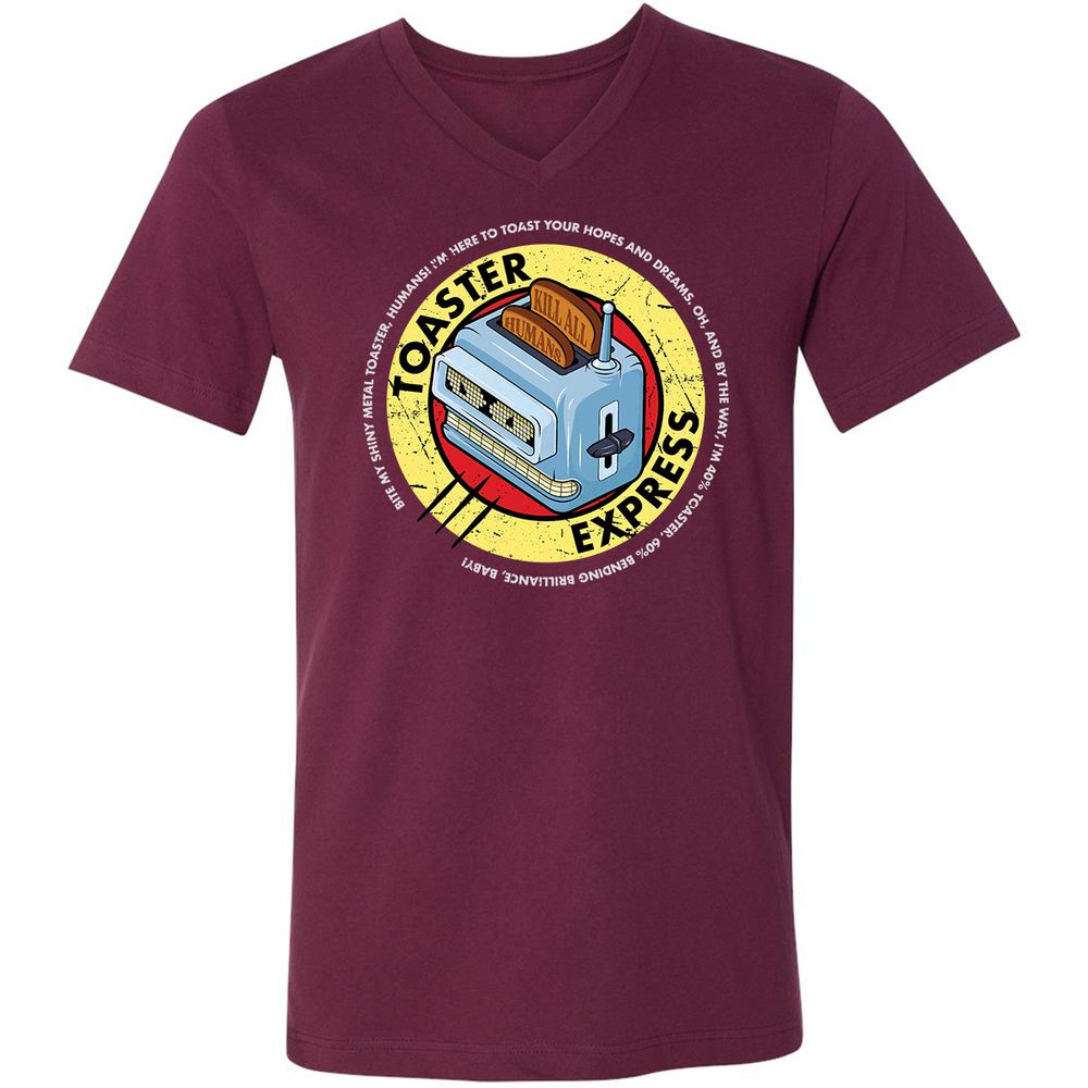 Unisex V-Neck T-Shirt - 9W6R79E7 - Maroon - 6