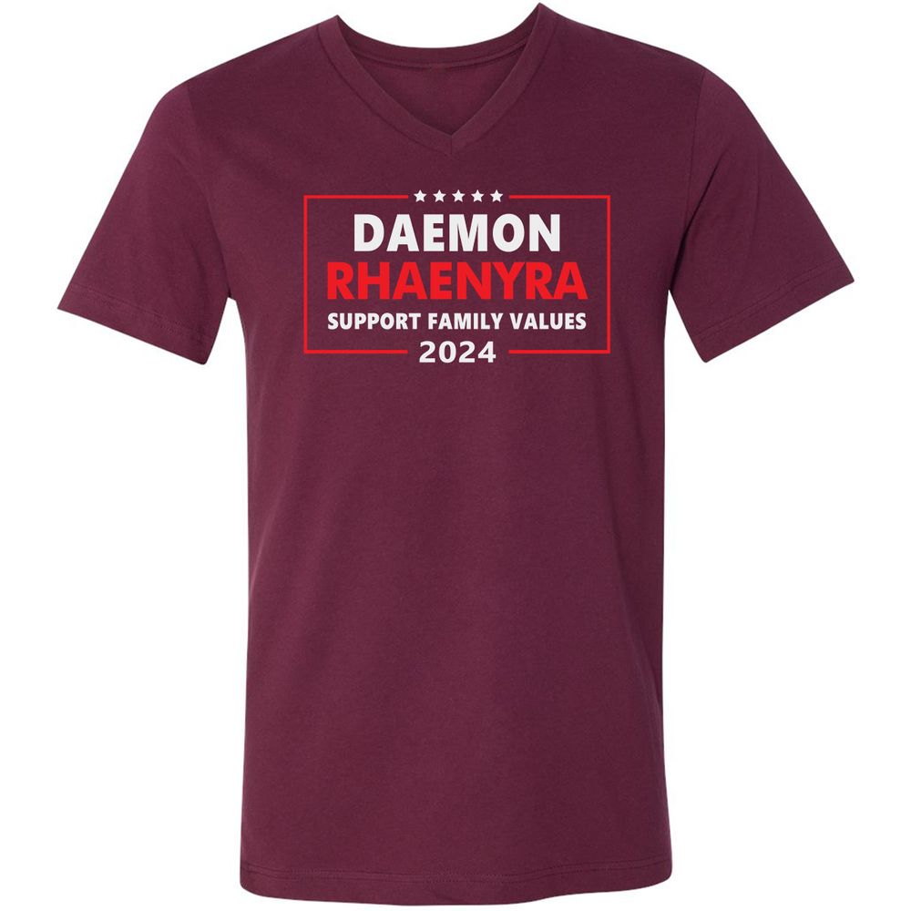 Unisex V-Neck T-Shirt - YTQ5JCNS - Maroon - 6