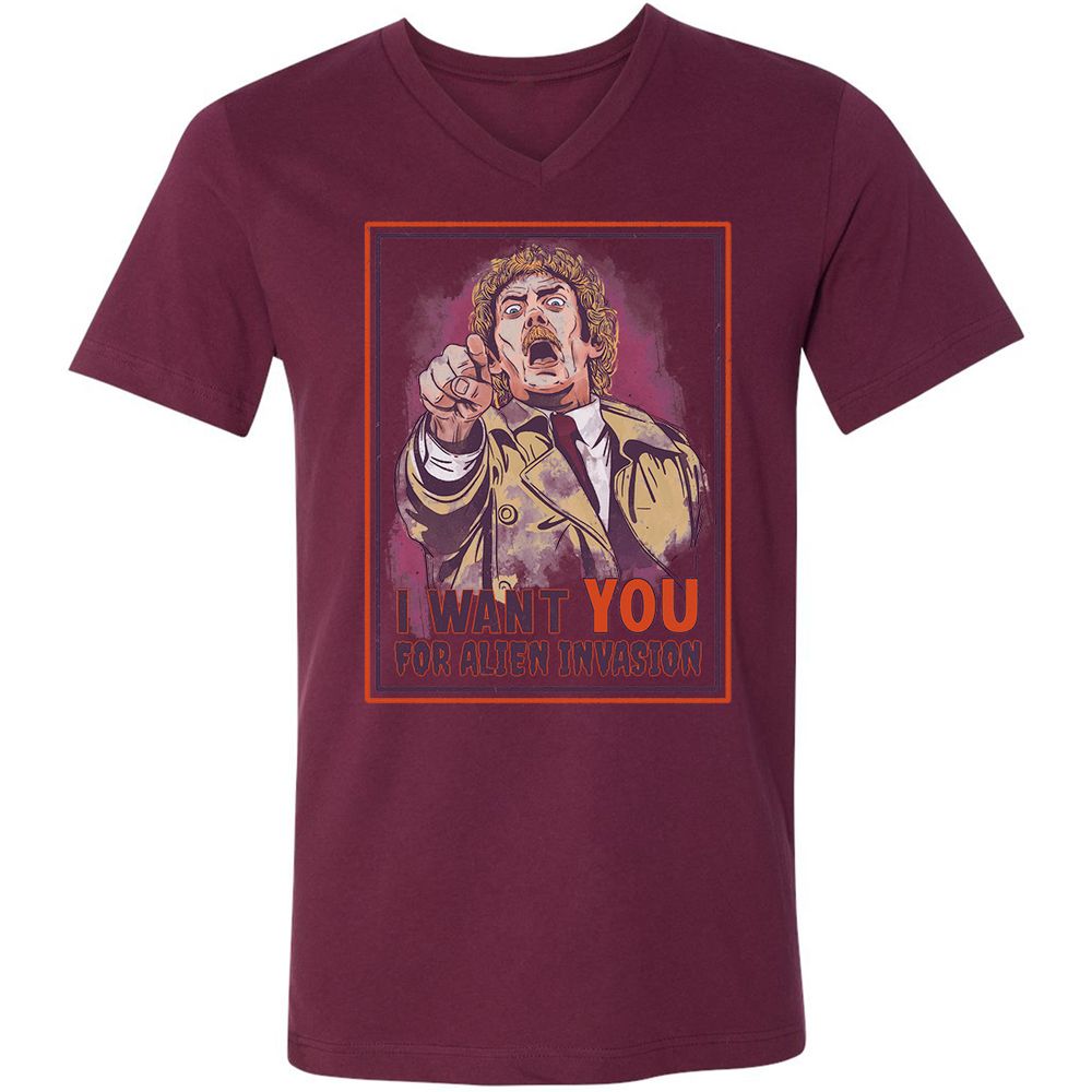 Unisex V-Neck T-Shirt - 4N2LMQPR - Maroon - 6