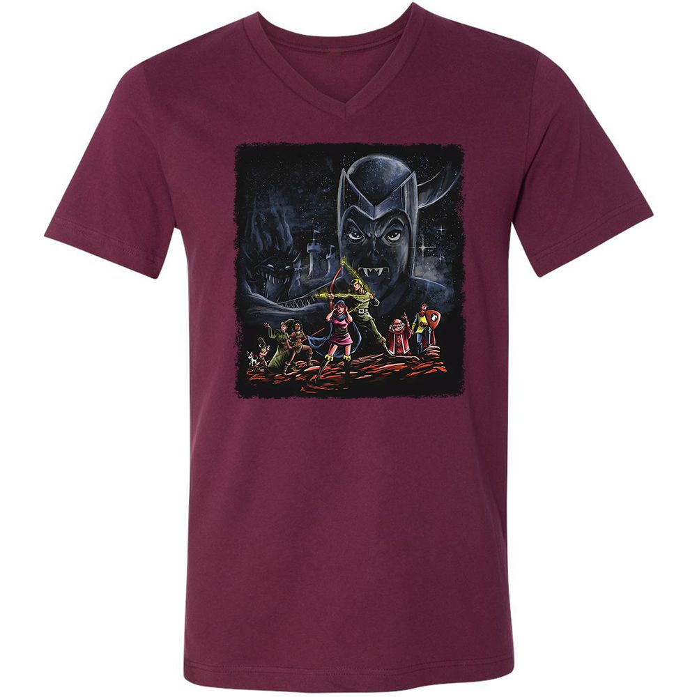 Unisex V-Neck T-Shirt - 3TBZGSVY - Maroon - 6