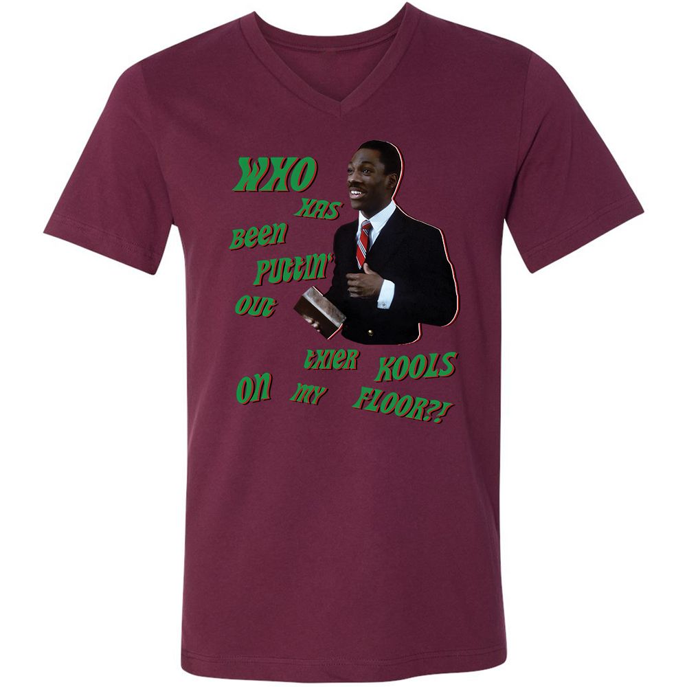 Unisex V-Neck T-Shirt - Q5ZMAA7L - Maroon - 6