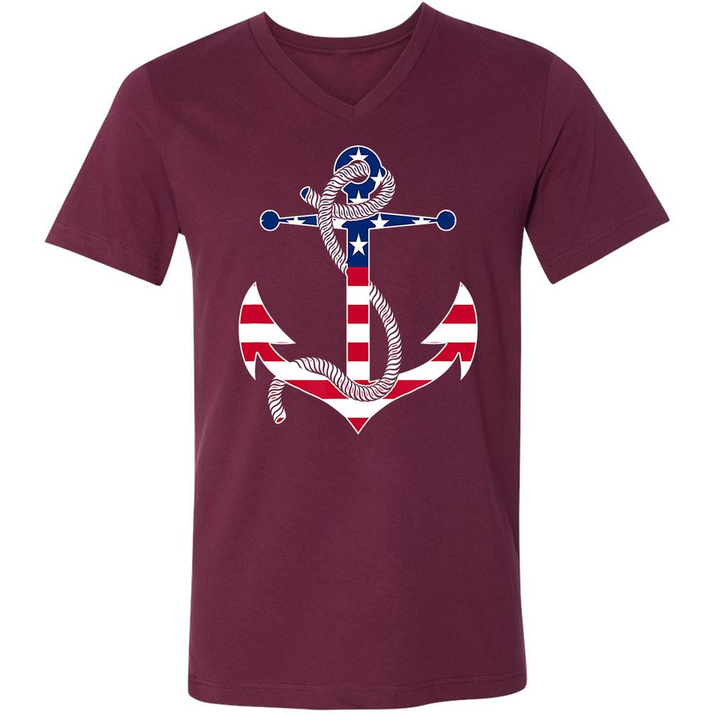 Unisex V-Neck T-Shirt - 828YVZWA - Maroon - 6