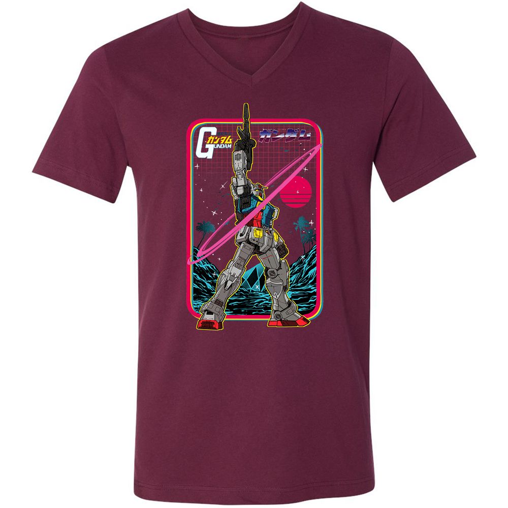 Unisex V-Neck T-Shirt - P5HGFWZ9 - Maroon - 6