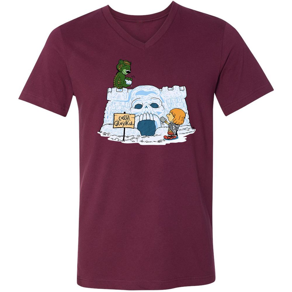 Unisex V-Neck T-Shirt - UCB9QDCJ - Maroon - 6