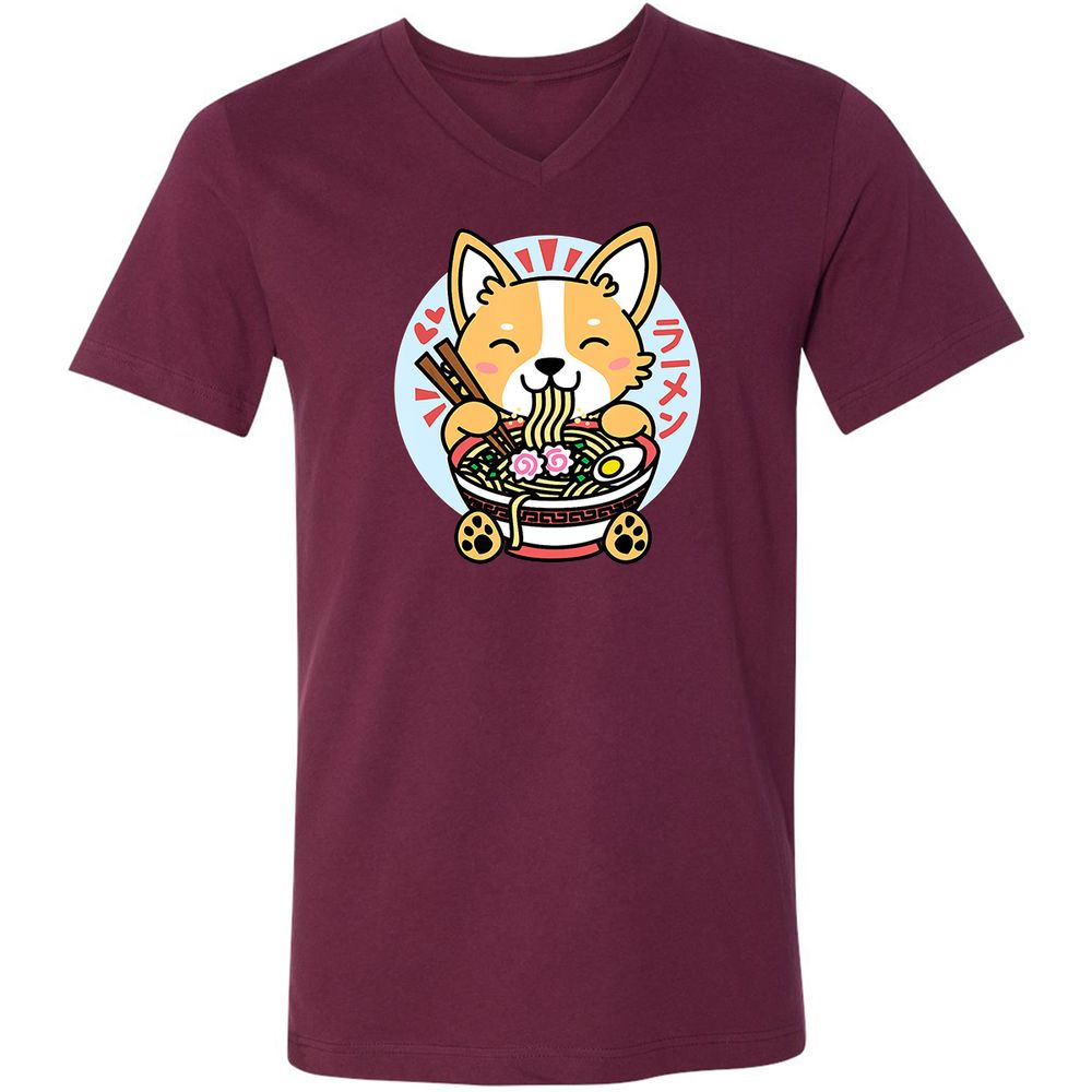 Unisex V-Neck T-Shirt - 6H2FKG3E - Maroon - 6