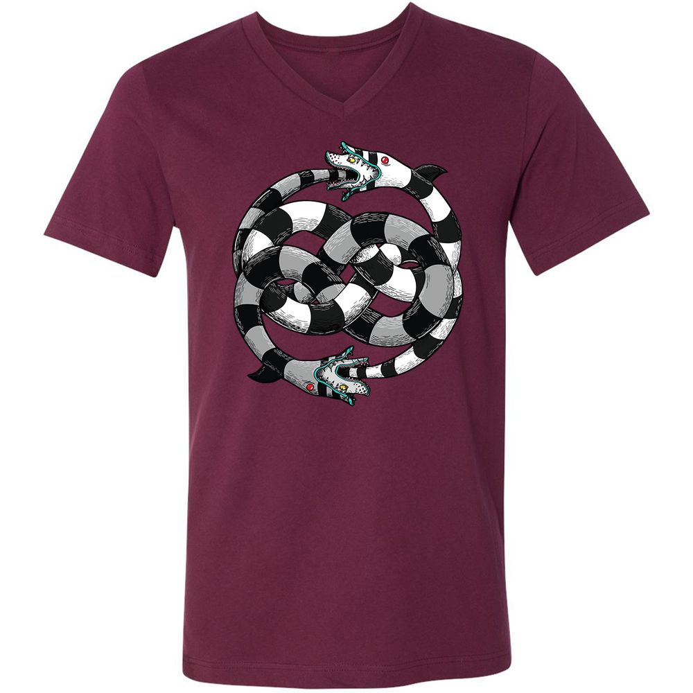 Unisex V-Neck T-Shirt - UXD4TBTZ - Maroon - 6