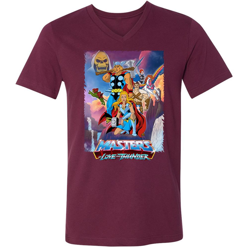 Unisex V-Neck T-Shirt - XEB6EWRZ - Maroon - 6