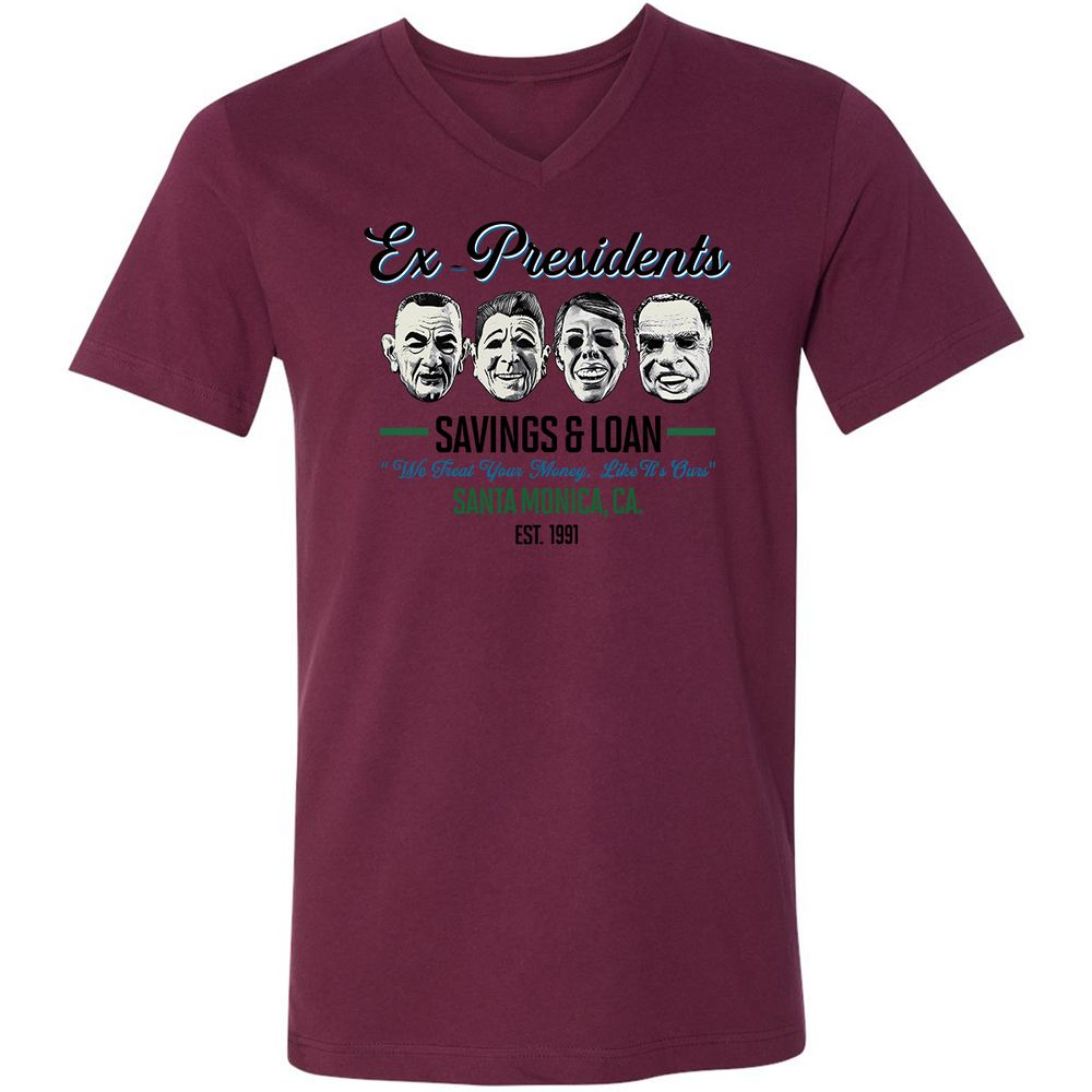 Unisex V-Neck T-Shirt - MLE5JQ85 - Maroon - 6