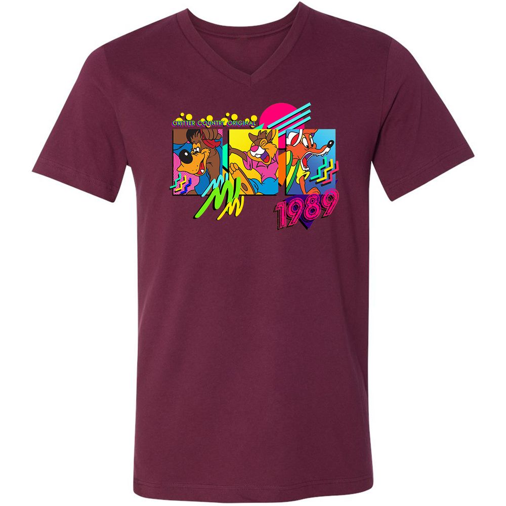 Unisex V-Neck T-Shirt - N6TG3B8S - Maroon - 6