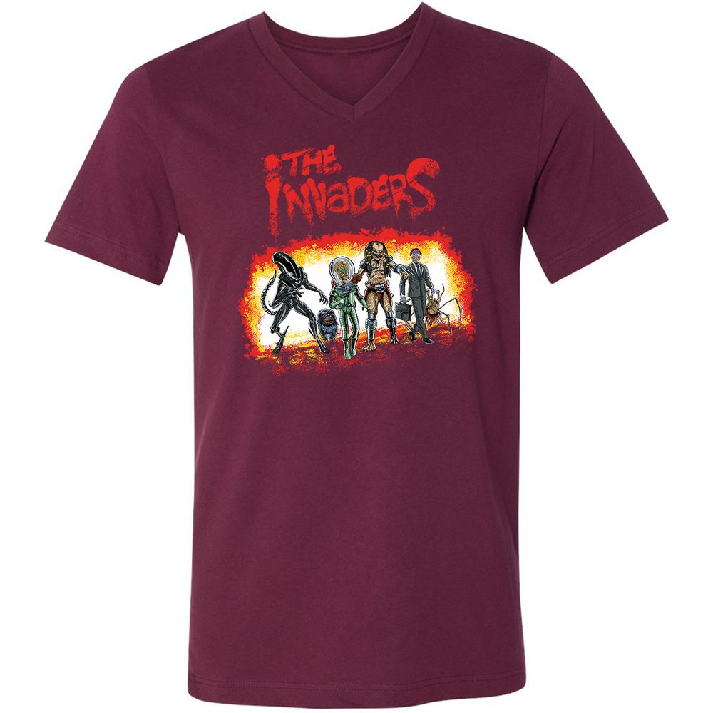Unisex V-Neck T-Shirt - Y2T8TR4X - Maroon - 6