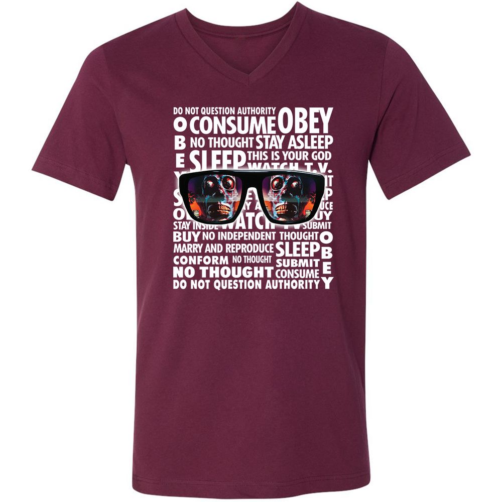 Unisex V-Neck T-Shirt - 234MZWL2 - Maroon - 6