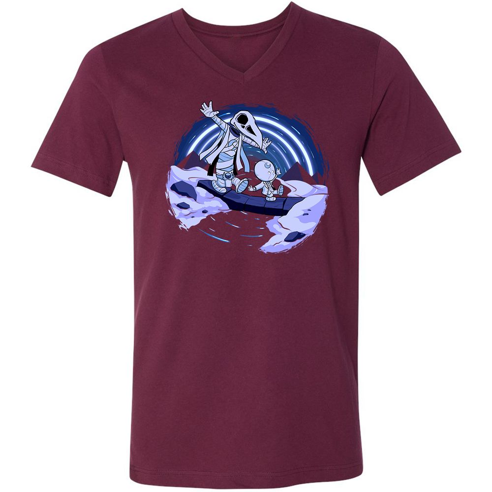 Unisex V-Neck T-Shirt - PRNJDBSZ - Maroon - 6