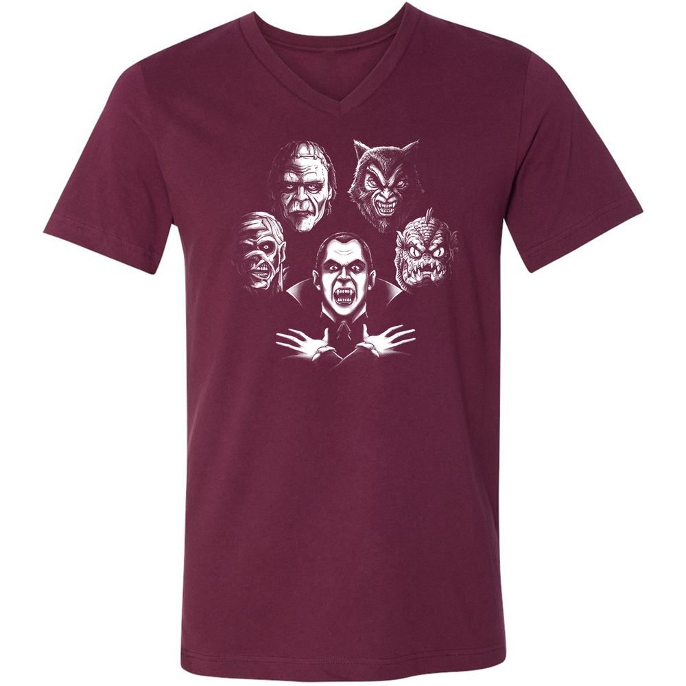 Unisex V-Neck T-Shirt - ZGGTQL7Q - Maroon - 6