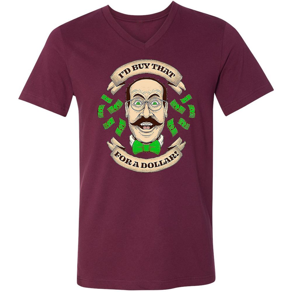 Unisex V-Neck T-Shirt - P1CV6JLN - Maroon - 6