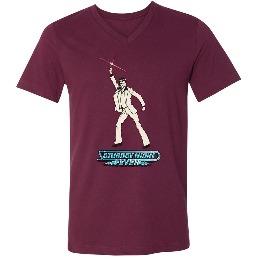 Unisex V-Neck T-Shirt - 4NDD2QKU - Maroon - 6