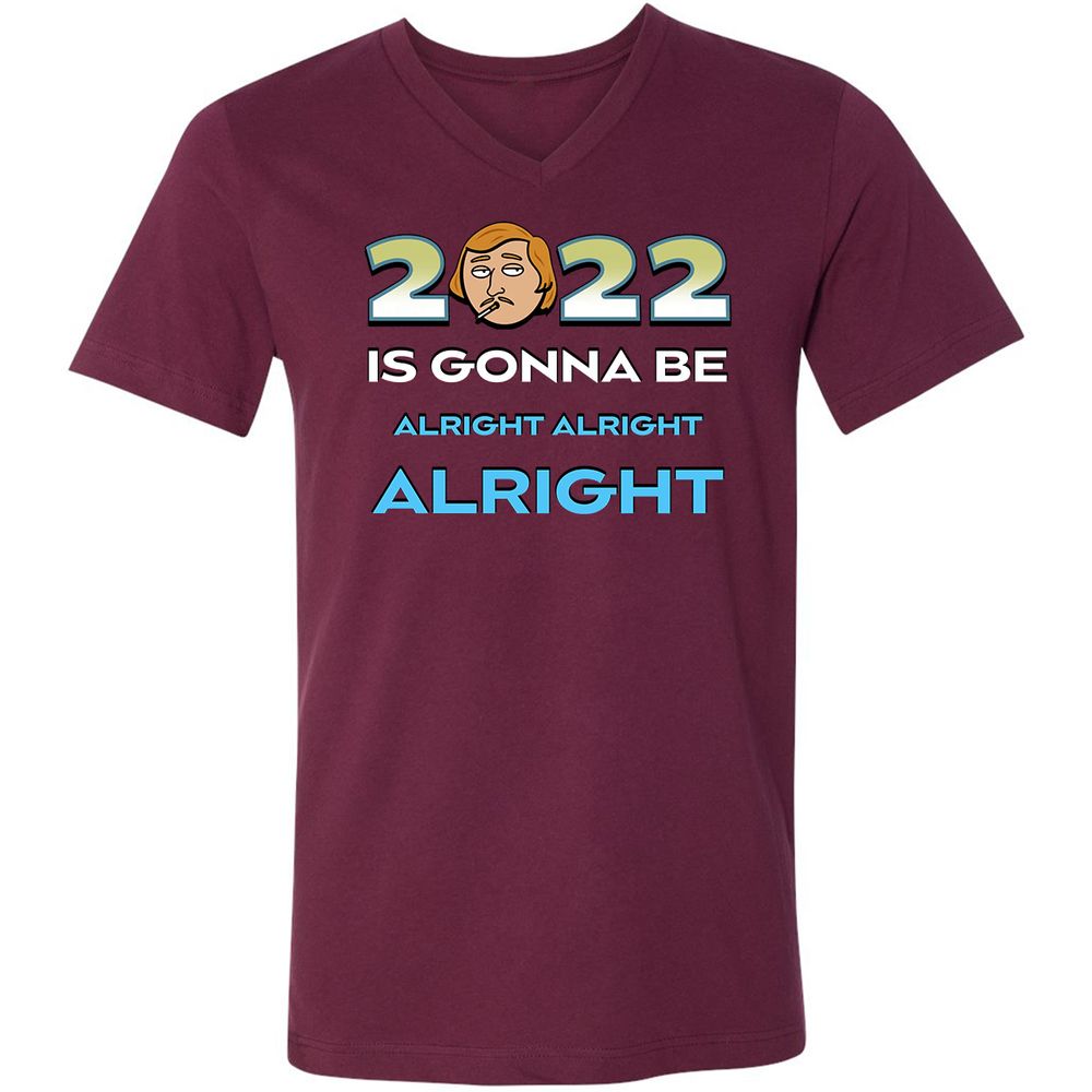 Unisex V-Neck T-Shirt - B6TH4GFD - Maroon - 6