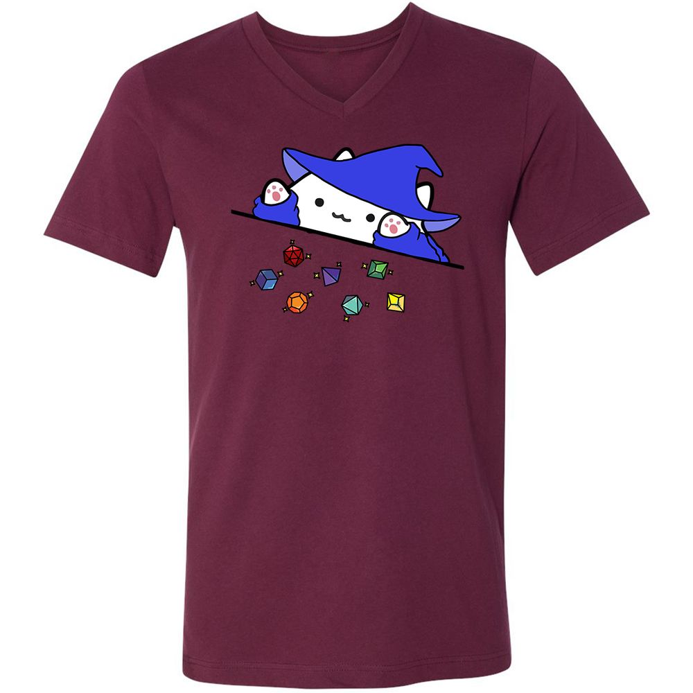 Unisex V-Neck T-Shirt - ZUYVRRDU - Maroon - 6