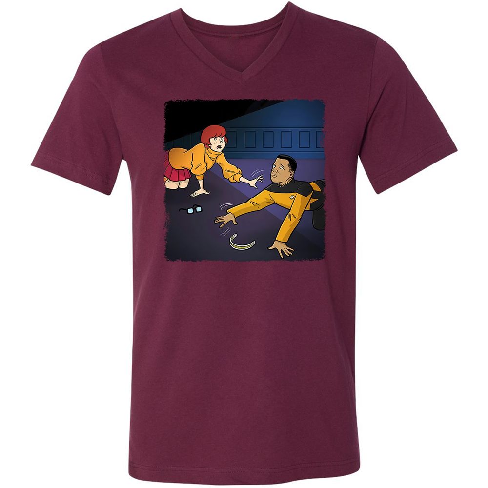 Unisex V-Neck T-Shirt - 5JJW8L6F - Maroon - 6