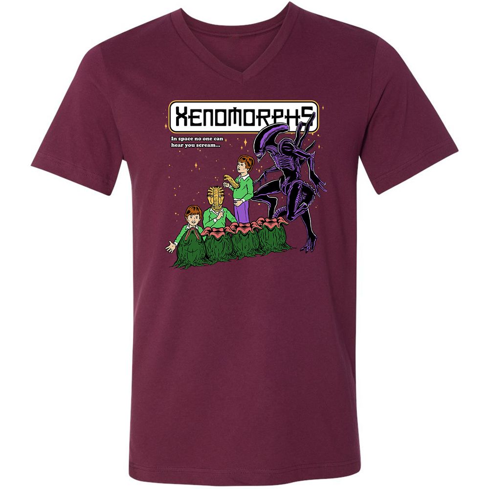 Unisex V-Neck T-Shirt - YP5ZAR22 - Maroon - 6