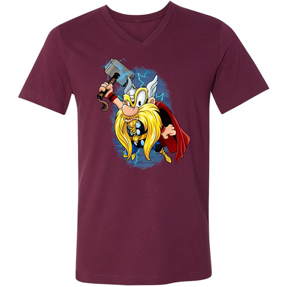 Unisex V-Neck T-Shirt - ZCFCHX2L - Maroon - 6