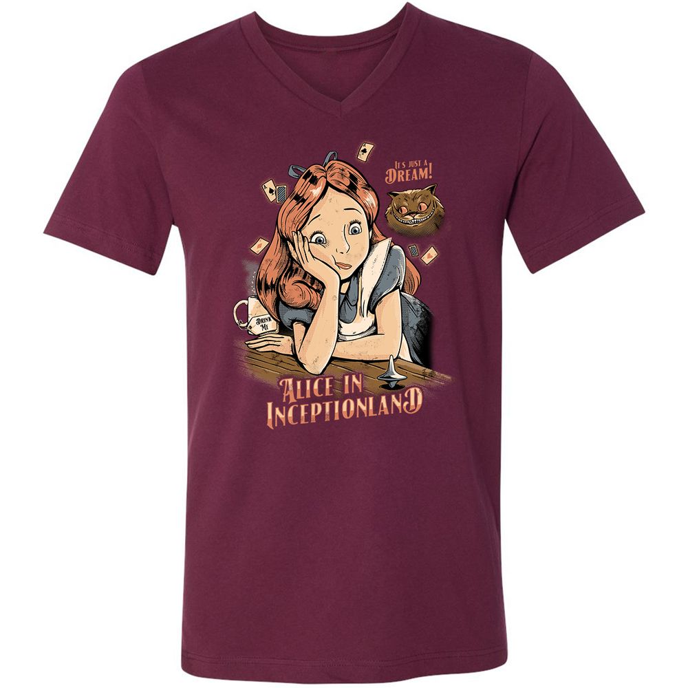 Unisex V-Neck T-Shirt - E7VHG5SV - Maroon - 6