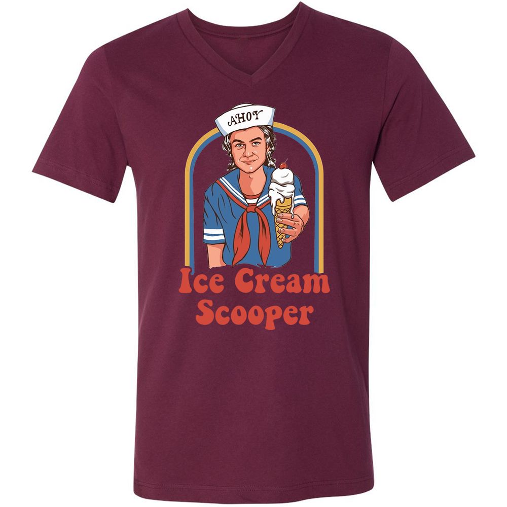 Unisex V-Neck T-Shirt - 7W7LL9UV - Maroon - 6