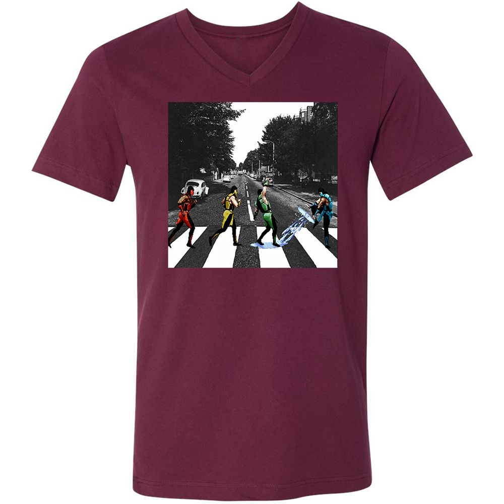 Unisex V-Neck T-Shirt - WGRSL124 - Maroon - 6