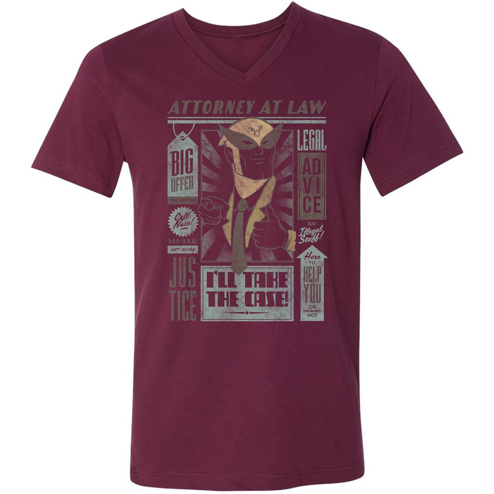 Unisex V-Neck T-Shirt - 7T4FBEZ7 - Maroon - 6