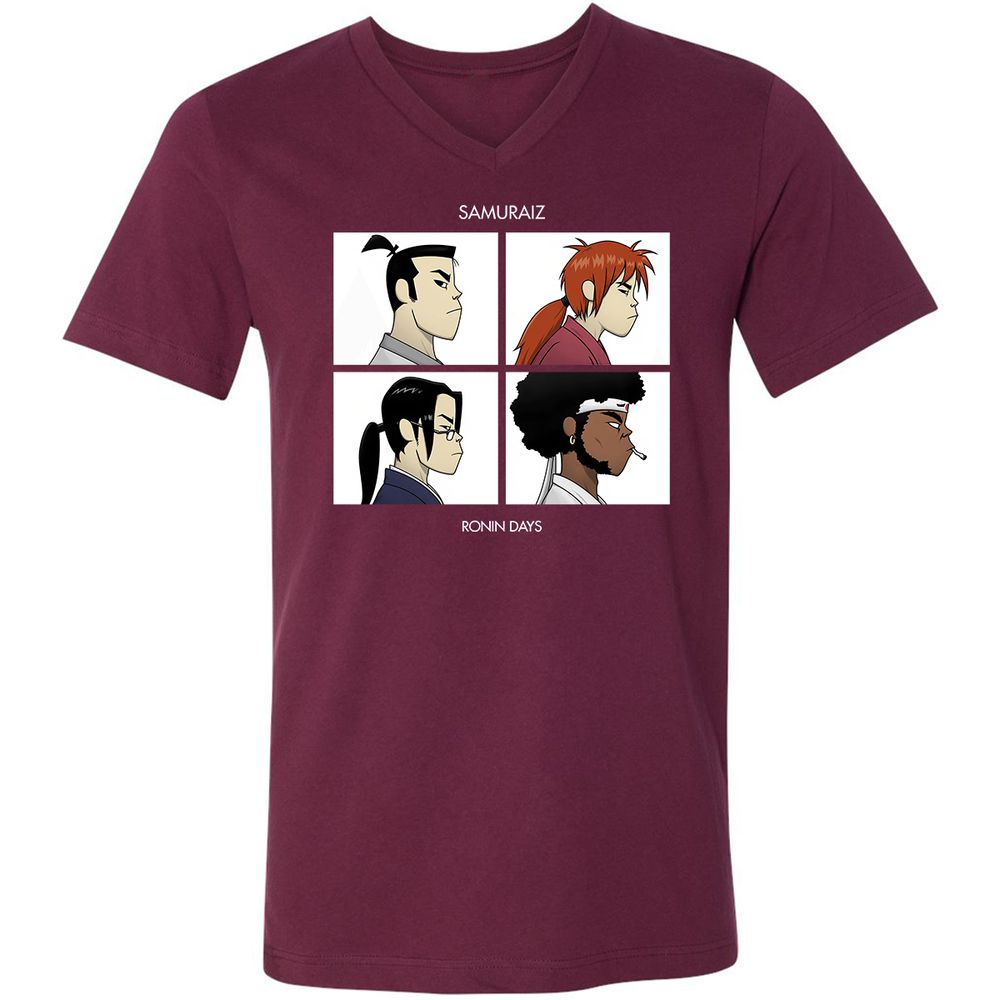 Unisex V-Neck T-Shirt - XFWR5DR4 - Maroon - 6