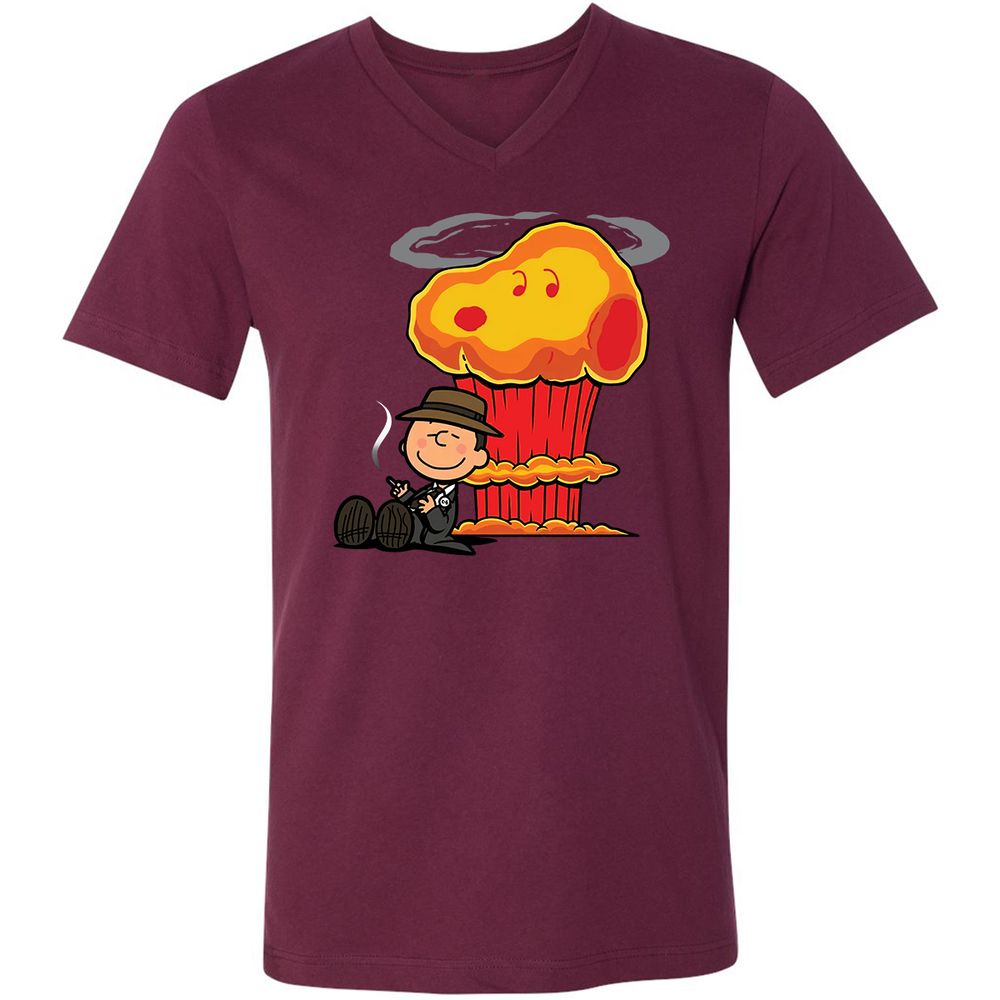Unisex V-Neck T-Shirt - BQUSWZV5 - Maroon - 6