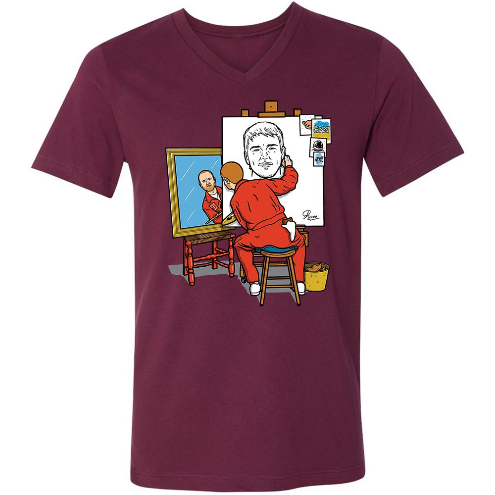 Unisex V-Neck T-Shirt - 1UB88QQL - Maroon - 6