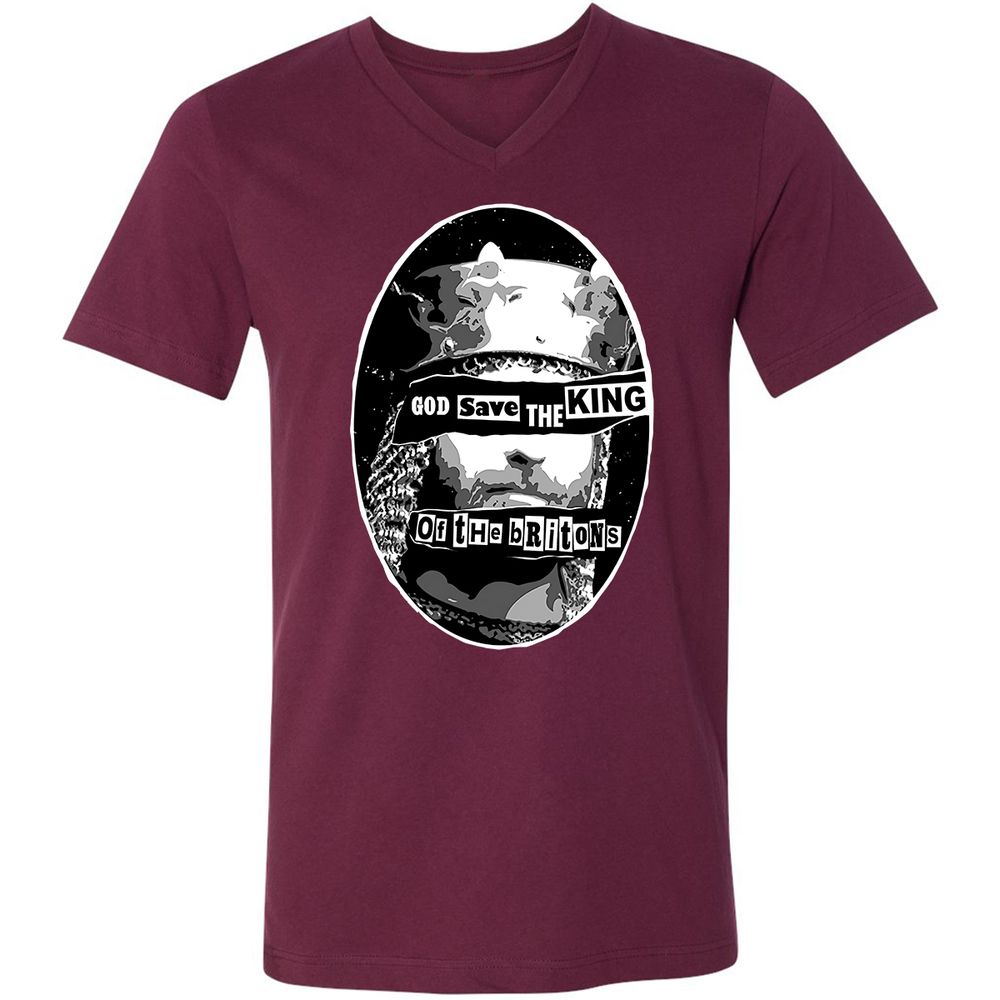 Unisex V-Neck T-Shirt - B2M76KVM - Maroon - 6