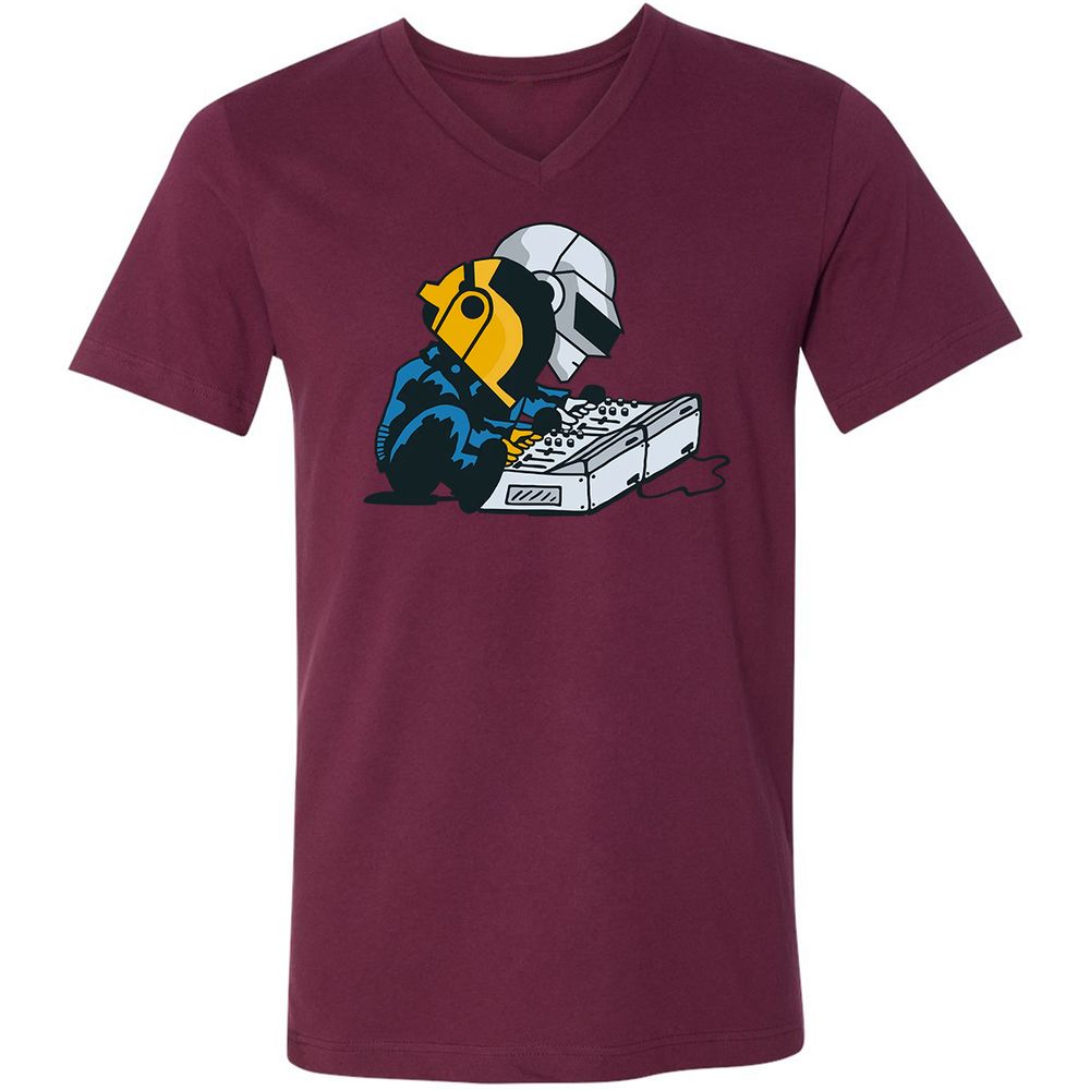 Unisex V-Neck T-Shirt - K37S9GT4 - Maroon - 6