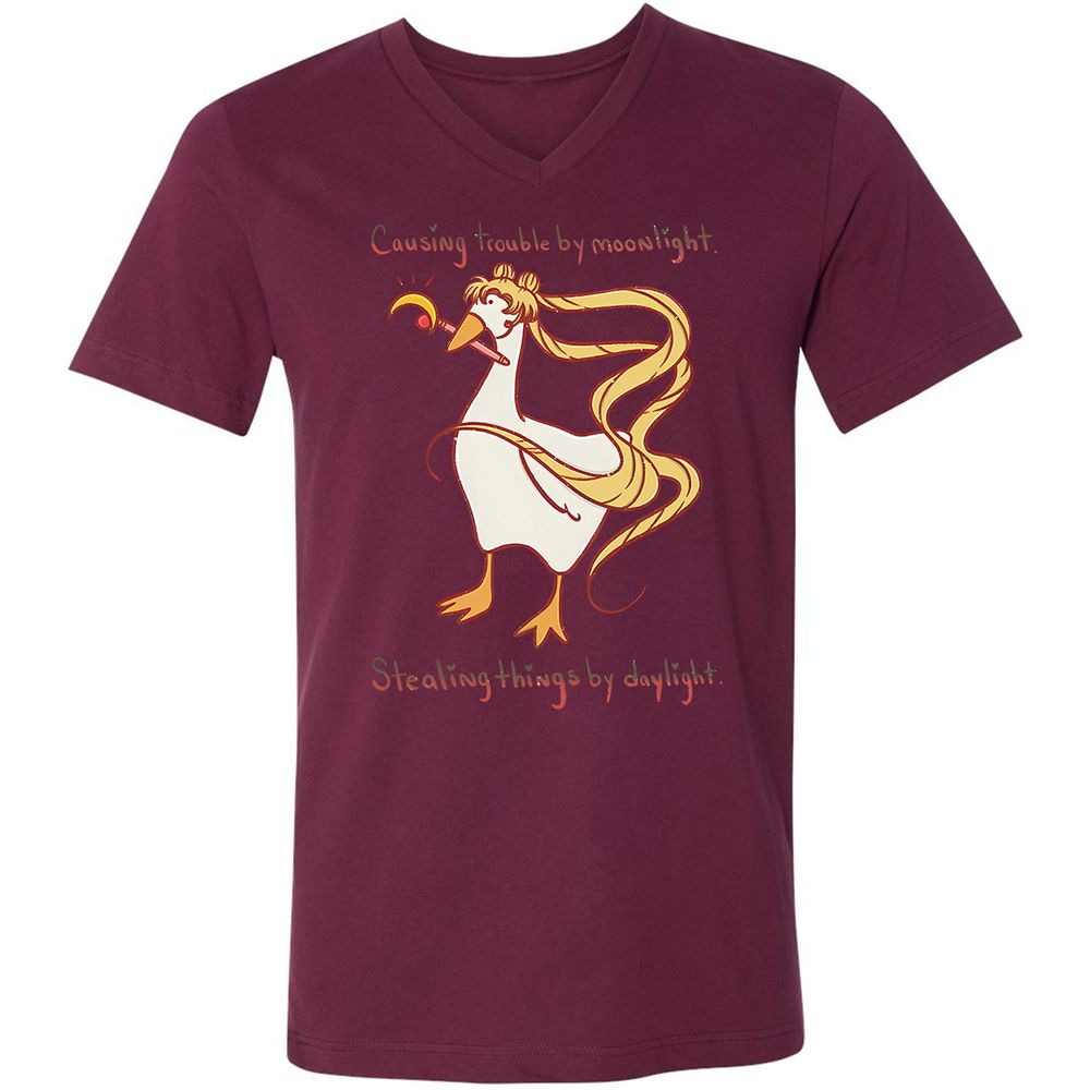 Unisex V-Neck T-Shirt - ZKGMHG1G - Maroon - 6