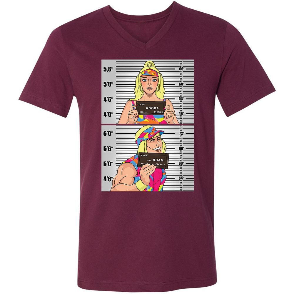 Unisex V-Neck T-Shirt - 3FV6U3B2 - Maroon - 6