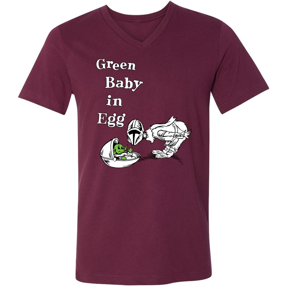 Unisex V-Neck T-Shirt - X76LAN55 - Maroon - 6