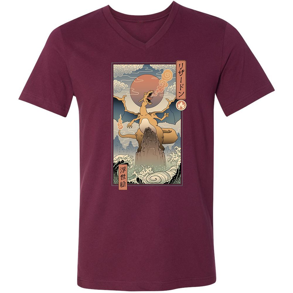 Unisex V-Neck T-Shirt - 2TA2N46J - Maroon - 6