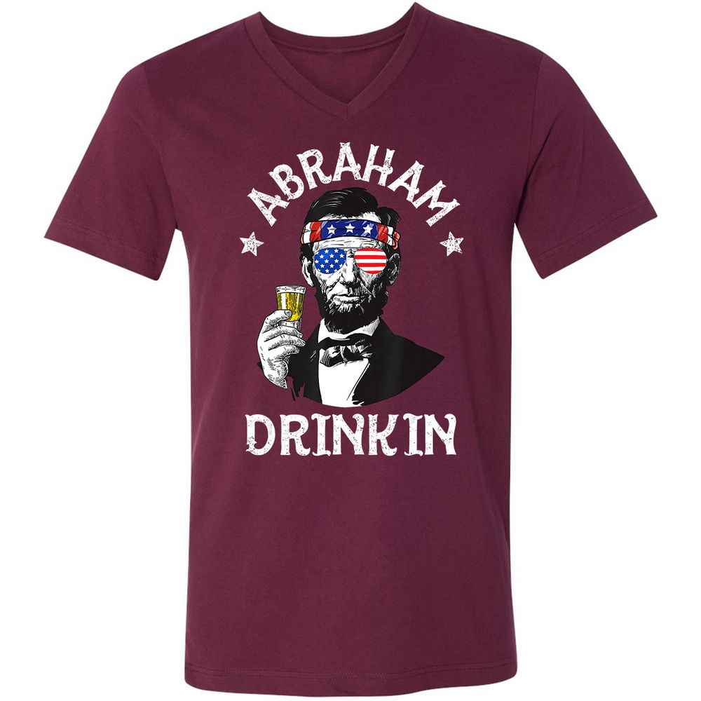 Unisex V-Neck T-Shirt - J3BXWSQ2 - Maroon - 6