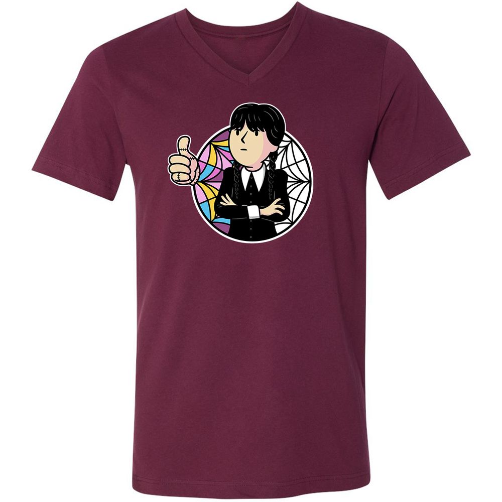 Unisex V-Neck T-Shirt - EDTXFLKL - Maroon - 6