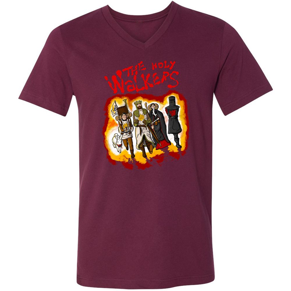 Unisex V-Neck T-Shirt - D8G7JVLV - Maroon - 6