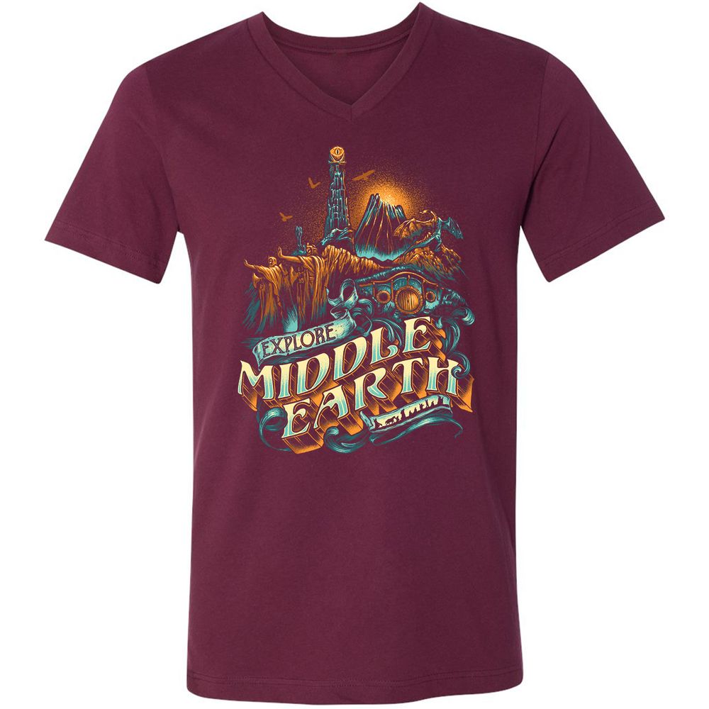 Unisex V-Neck T-Shirt - GPWNLLCR - Maroon - 6