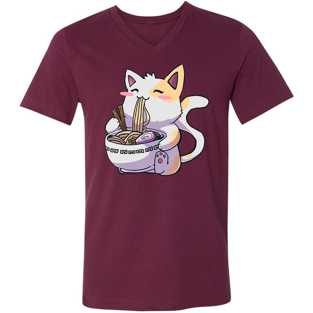 Unisex V-Neck T-Shirt - 3Q4QCJ4A - Maroon - 6