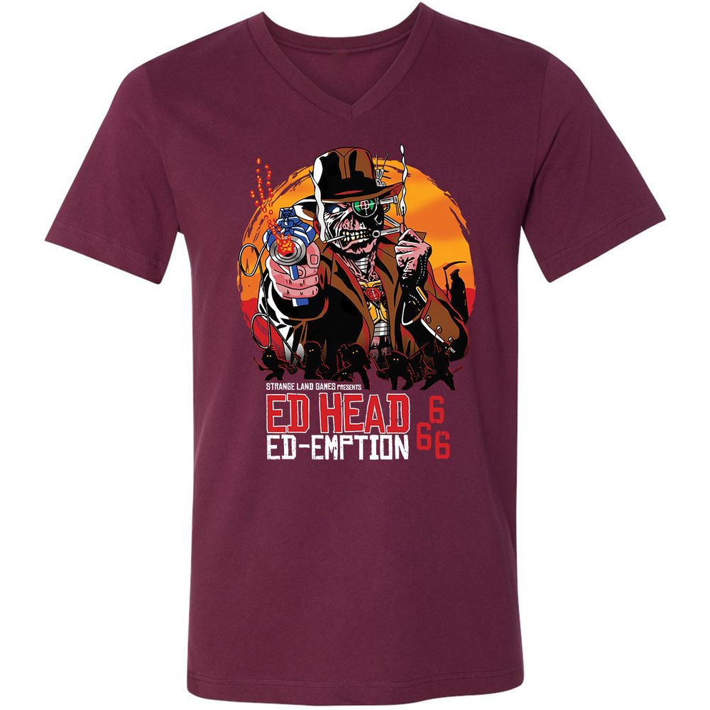Unisex V-Neck T-Shirt - NLY45N7V - Maroon - 6