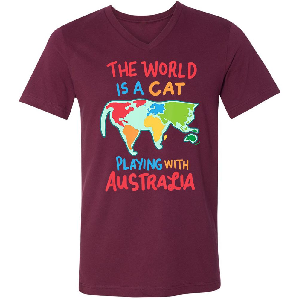 Unisex V-Neck T-Shirt - ZM4JXSAH - Maroon - 6