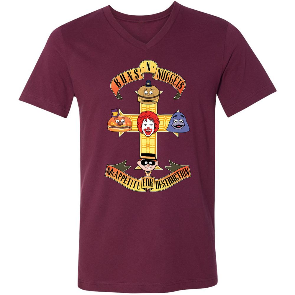 Unisex V-Neck T-Shirt - V2AB6LV9 - Maroon - 6