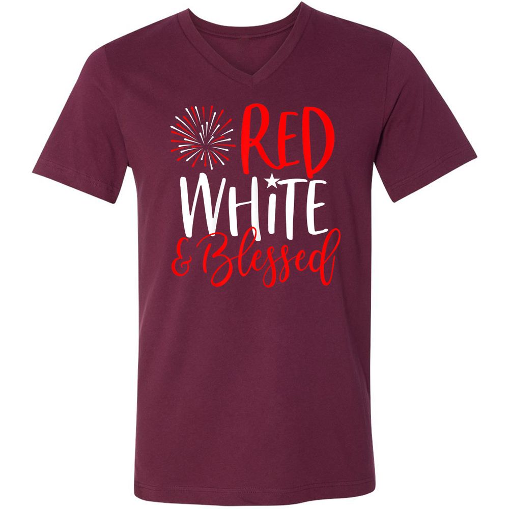 Unisex V-Neck T-Shirt - 5SPZF4MN - Maroon - 6